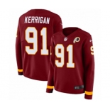 Women Nike Washington Redskins #91 Ryan Kerrigan Limited Burgundy Therma Long Sleeve NFL Jersey