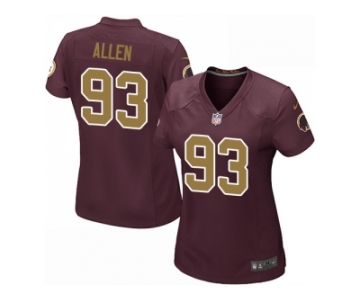 Women Nike Washington Redskins #93 Jonathan Allen Burgundy Red Alternate Stitched NFL Elite Jersey