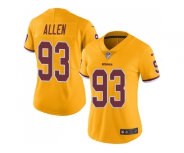 Women Nike Washington Redskins #93 Jonathan Allen Gold Stitched NFL Limited Rush Jersey