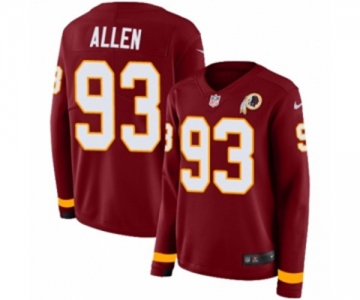 Women Nike Washington Redskins #93 Jonathan Allen Limited Burgundy Therma Long Sleeve NFL Jersey