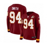 Women Nike Washington Redskins #94 Preston Smith Limited Burgundy Therma Long Sleeve NFL Jersey