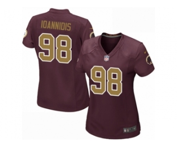 Women Nike Washington Redskins #98 Matthew Ioannidis Game Burgundy Red Gold Number Alternate 80TH Anniversary NFL Jersey