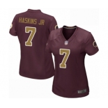 Women Washington Redskins #7 Dwayne Haskins Game Burgundy Red Gold Number Alternate 80TH Anniversary Football Jersey