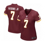 Women Washington Redskins #7 Dwayne Haskins Game Burgundy Red Team Color Football Jersey