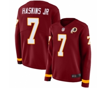 Women Washington Redskins #7 Dwayne Haskins Limited Burgundy Therma Long Sleeve Football Jersey