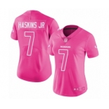 Women Washington Redskins #7 Dwayne Haskins Limited Pink Rush Fashion Football Jersey