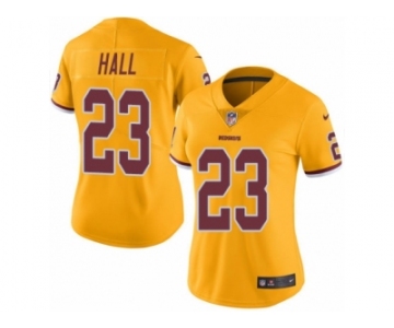 Women's Nike Washington Redskins #23 DeAngelo Hall Limited Gold Rush NFL Jersey