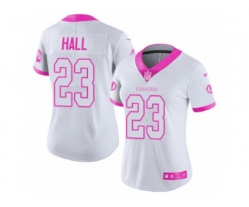 Women's Nike Washington Redskins #23 DeAngelo Hall Limited White Pink Rush Fashion NFL Jersey