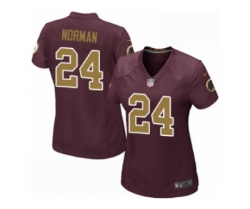 Women's Nike Washington Redskins #24 Josh Norman Game Burgundy Red Gold Number Alternate 80TH Anniversary NFL Jersey