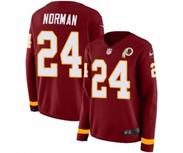 Women's Nike Washington Redskins #24 Josh Norman Limited Burgundy Therma Long Sleeve NFL Jersey