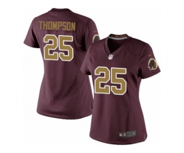 Women's Nike Washington Redskins #25 Chris Thompson Limited Burgundy Red Gold Number Alternate 80TH Anniversary NFL Jersey