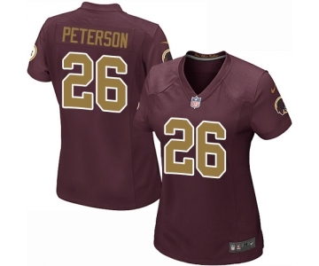 Women's Nike Washington Redskins #26 Adrian Peterson Game Burgundy Red Gold Number Alternate 80TH Anniversary NFL Jersey