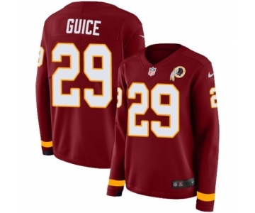 Women's Nike Washington Redskins #29 Derrius Guice Limited Burgundy Therma Long Sleeve NFL Jersey