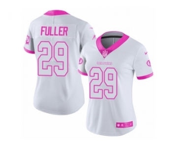 Women's Nike Washington Redskins #29 Kendall Fuller Limited White Pink Rush Fashion NFL Jersey