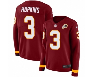 Women's Nike Washington Redskins #3 Dustin Hopkins Limited Burgundy Therma Long Sleeve NFL Jersey