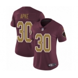 Women's Nike Washington Redskins #30 Troy Apke Burgundy Red Gold Number Alternate 80TH Anniversary Vapor Untouchable Elite Player NFL Jersey