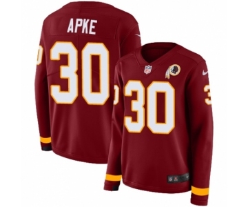 Women's Nike Washington Redskins #30 Troy Apke Limited Burgundy Therma Long Sleeve NFL Jersey