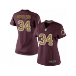 Women's Nike Washington Redskins #34 Montae Nicholson Limited Burgundy Red Gold Number Alternate 80TH Anniversary NFL Jersey