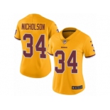 Women's Nike Washington Redskins #34 Montae Nicholson Limited Gold Rush NFL Jersey