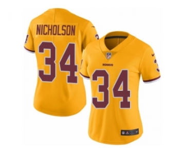 Women's Nike Washington Redskins #34 Montae Nicholson Limited Gold Rush NFL Jersey