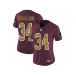 Women's Nike Washington Redskins #34 Montae Nicholson Vapor Untouchable Limited Burgundy Red Gold Number Alternate 80TH Anniversary NFL Jersey