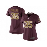 Women's Nike Washington Redskins #35 Dashaun Phillips Limited Burgundy Red Gold Number Alternate 80TH Anniversary NFL Jersey