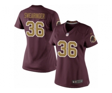 Women's Nike Washington Redskins #36 D.J. Swearinger Limited Burgundy Red Gold Number Alternate 80TH Anniversary NFL Jersey