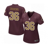 Women's Nike Washington Redskins #36 Su'a Cravens Game Burgundy Red Gold Number Alternate 80TH Anniversary NFL Jersey