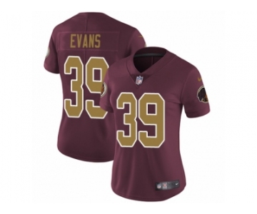 Women's Nike Washington Redskins #39 Josh Evans Burgundy Red Gold Number Alternate 80TH Anniversary Vapor Untouchable Limited Player NFL Jersey