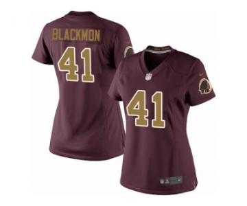 Women's Nike Washington Redskins #41 Will Blackmon Limited Burgundy Red Gold Number Alternate 80TH Anniversary NFL Jersey