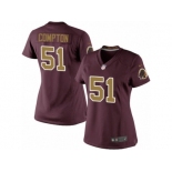 Women's Nike Washington Redskins #51 Will Compton Limited Burgundy Red Gold Number Alternate 80TH Anniversary NFL Jersey