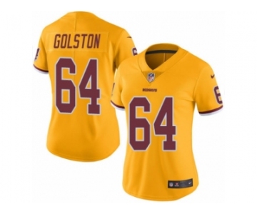 Women's Nike Washington Redskins #64 Kedric Golston Limited Gold Rush NFL Jersey