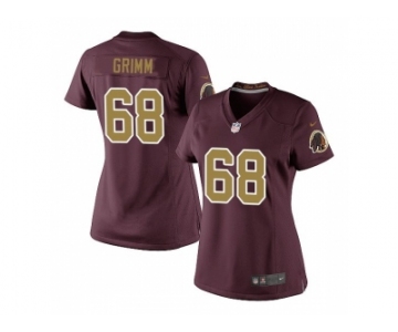 Women's Nike Washington Redskins #68 Russ Grimm Burgundy Red Gold Number Alternate 80TH Anniversary Elite Jersey