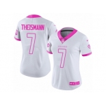 Women's Nike Washington Redskins #7 Joe Theismann Limited White Pink Rush Fashion NFL Jersey