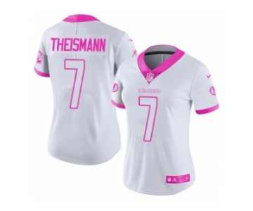 Women's Nike Washington Redskins #7 Joe Theismann Limited White Pink Rush Fashion NFL Jersey