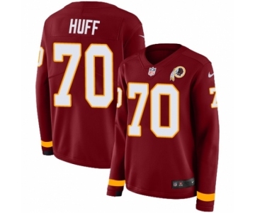 Women's Nike Washington Redskins #70 Sam Huff Limited Burgundy Therma Long Sleeve NFL Jersey