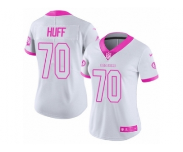 Women's Nike Washington Redskins #70 Sam Huff Limited White Pink Rush Fashion NFL Jersey