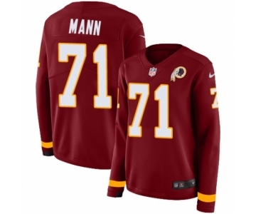 Women's Nike Washington Redskins #71 Charles Mann Limited Burgundy Therma Long Sleeve NFL Jersey