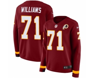 Women's Nike Washington Redskins #71 Trent Williams Limited Burgundy Therma Long Sleeve NFL Jersey