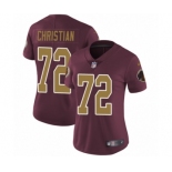 Women's Nike Washington Redskins #72 Geron Christian Burgundy Red Gold Number Alternate 80TH Anniversary Vapor Untouchable Elite Player NFL Jersey