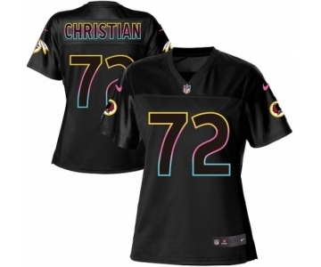 Women's Nike Washington Redskins #72 Geron Christian Game Black Fashion NFL Jersey