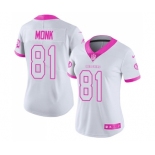 Women's Nike Washington Redskins #81 Art Monk Limited White Pink Rush Fashion NFL Jersey