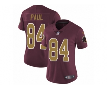 Women's Nike Washington Redskins #84 Niles Paul Vapor Untouchable Limited Burgundy Red Gold Number Alternate 80TH Anniversary NFL Jersey