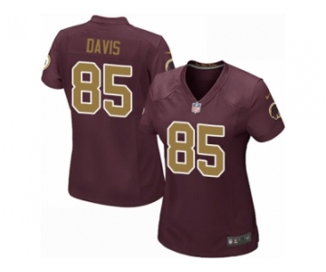 Women's Nike Washington Redskins #85 Vernon Davis Game Burgundy Red Gold Number Alternate 80TH Anniversary NFL Jersey