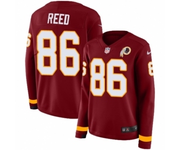 Women's Nike Washington Redskins #86 Jordan Reed Limited Burgundy Therma Long Sleeve NFL Jersey