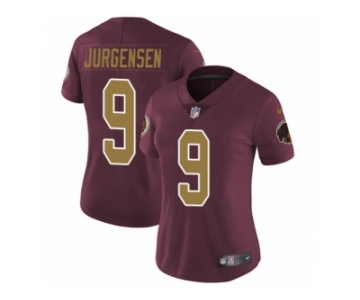 Women's Nike Washington Redskins #9 Sonny Jurgensen Vapor Untouchable Limited Burgundy Red Gold Number Alternate 80TH Anniversary NFL Jersey