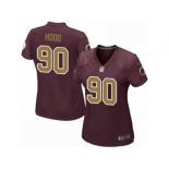 Women's Nike Washington Redskins #90 Ziggy Hood Game Burgundy Red Gold Number Alternate 80TH Anniversary NFL Jersey