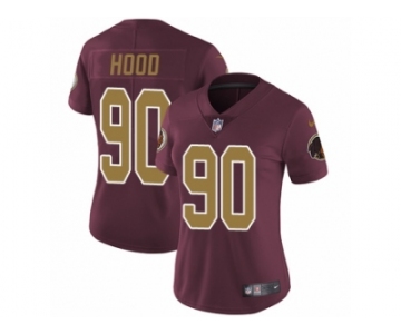 Women's Nike Washington Redskins #90 Ziggy Hood Vapor Untouchable Limited Burgundy Red Gold Number Alternate 80TH Anniversary NFL Jersey