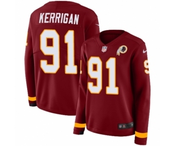 Women's Nike Washington Redskins #91 Ryan Kerrigan Limited Burgundy Therma Long Sleeve NFL Jersey