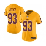 Women's Nike Washington Redskins #93 Jonathan Allen Limited Gold Rush Vapor Untouchable NFL Jersey